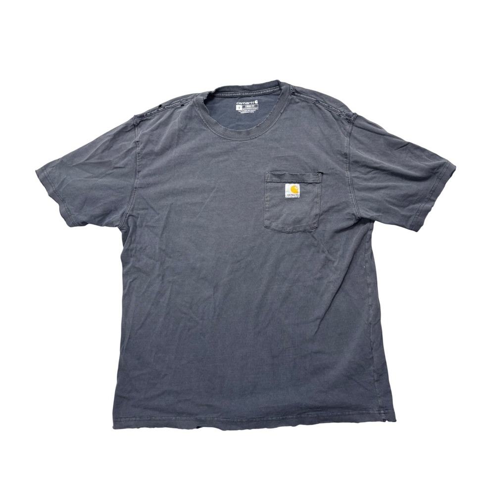 Carhartt T-Shirt Mens Large Gray Distressed Faded K87 Pocket Loose Fit